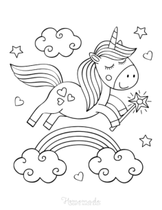Cute Unicorn Holding Wand Over Rainbow Unicorn Tracing Worksheets Pdf, Free Vectors File